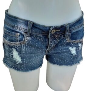 Size 5 blinged-out rhinestone sparkly daisy duke shorties